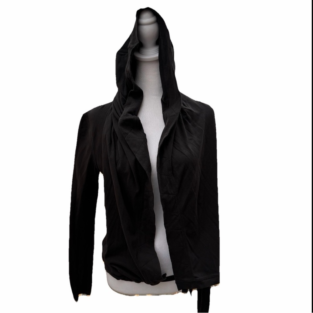 Lululemon Ready to Rulu Hoodie Black Wrap Tie Front Women SZ 2 Read Lightweight - Picture 2 of 12